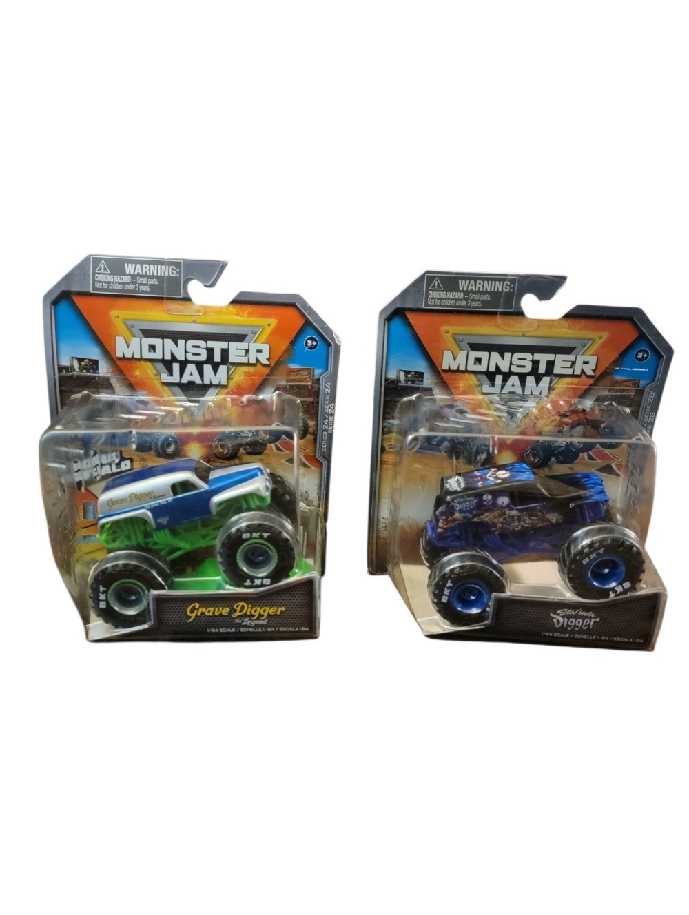 (2) 1/64 Monster Jam Son-Uva Digger + Grave Digger The Legend Trucks